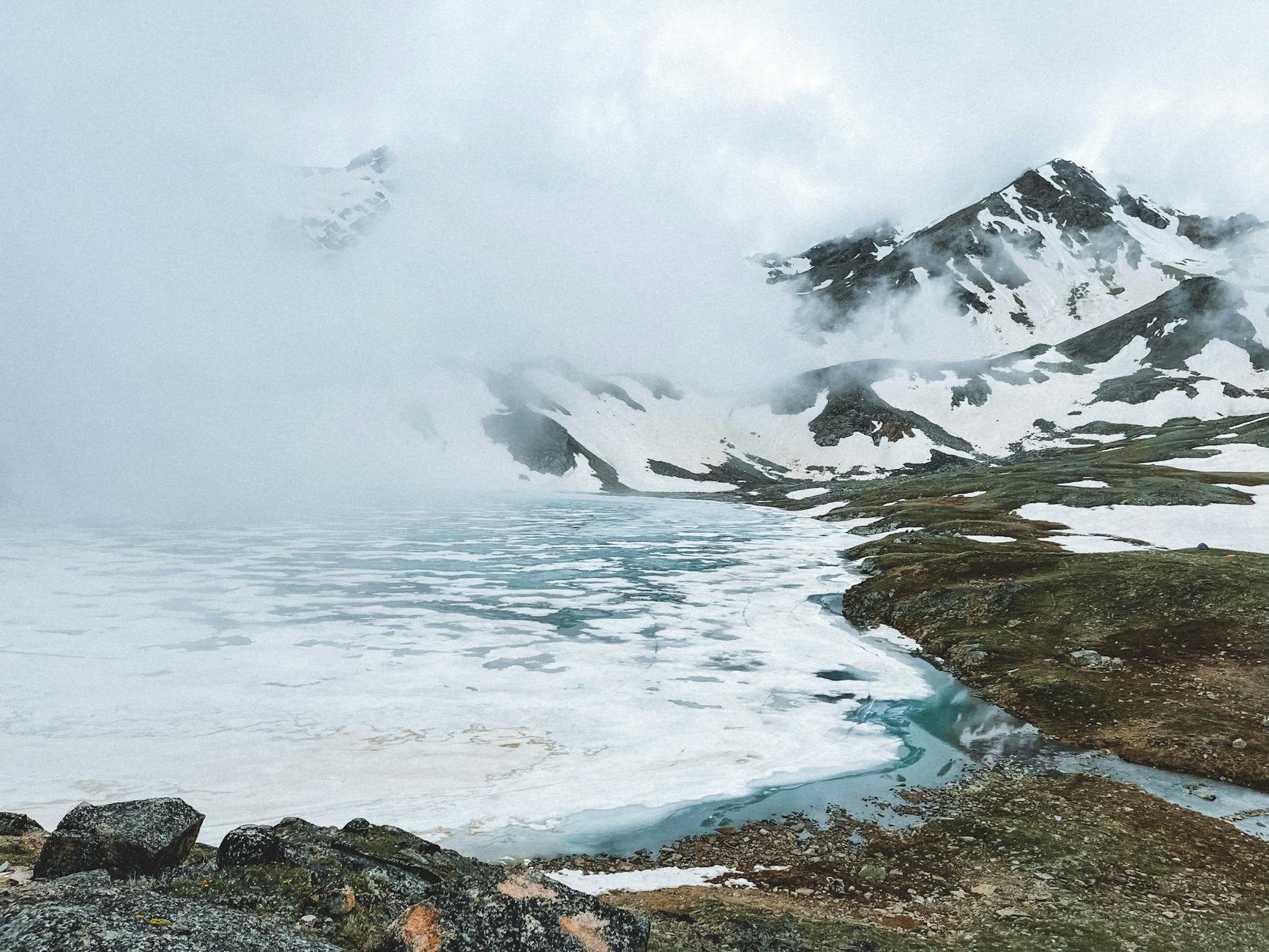 Crystal clear Big Almaty Lake in mountains
