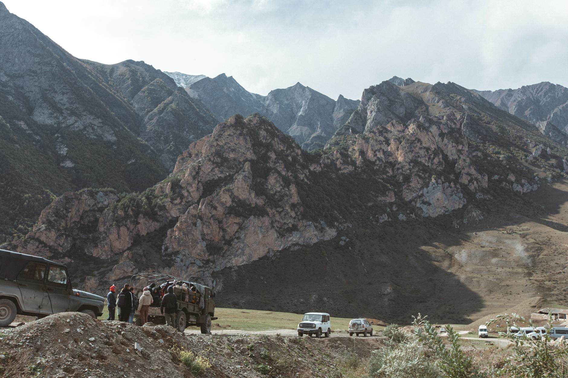 Mountain expedition team in Kazakhstan